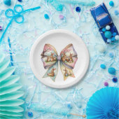 Floral Cottontail Bunny Coquette Bow Rabbit Oster Pappteller (Party)