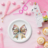 Floral Cottontail Bunny Coquette Bow Rabbit Oster Pappteller (Party)
