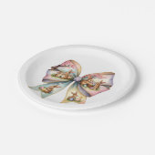 Floral Cottontail Bunny Coquette Bow Rabbit Oster Pappteller (Schrägansicht)
