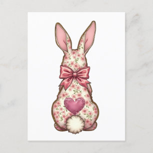 Floral Cottontail Bunny Coquette Bow Rabbit Oster Postkarte