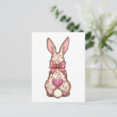 Floral Cottontail Bunny Coquette Bow Rabbit Oster Postkarte (Stehend Vorderseite)