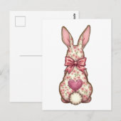 Floral Cottontail Bunny Coquette Bow Rabbit Oster Postkarte (Vorne/Hinten)