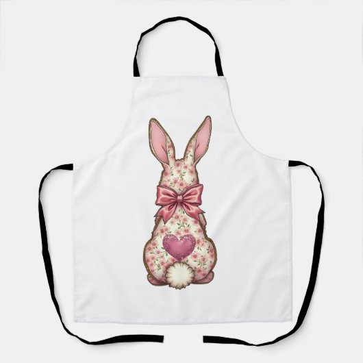 Floral Cottontail Bunny Coquette Bow Rabbit Oster Schürze (Vorderseite)