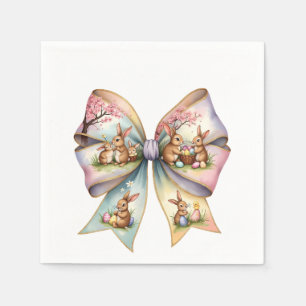 Floral Cottontail Bunny Coquette Bow Rabbit Oster Serviette