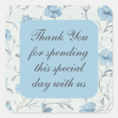 Floral Country Garden Elegante Wedding Vielen Dank Quadratischer Aufkleber (Vorderseite)