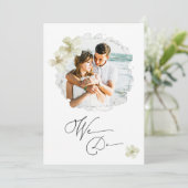 *~* Floral Couple FOTO UAWG + QR AR6 Wedding Inv Einladung (Stehend Vorderseite)