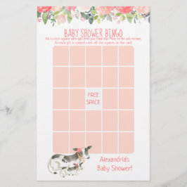 Floral Cow Baby Dusche Bingo Spiel