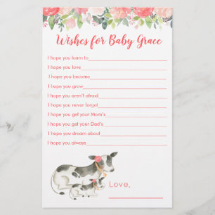 Floral Cow Girl Babydusche Wünsche für Baby