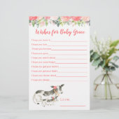 Floral Cow Girl Babydusche Wünsche für Baby (Stehend Vorderseite)