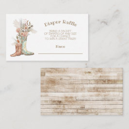 Floral Cowboy Boots Diaper Raffle Begleitkarte