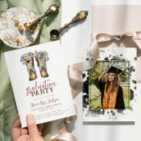 Floral Cowboy Boots Western Graduation Party