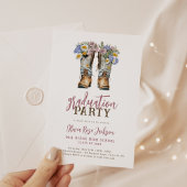 Floral Cowboy Boots Western Graduation Party Einladung