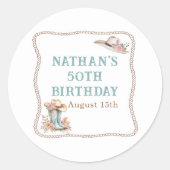 Floral Cowgirl Boots and Hat Birthday Sticker (Vorderseite)
