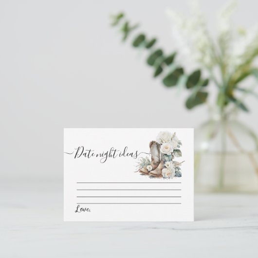 Floral Cowgirl Boots Brautparty Date Game Begleitkarte (Stehend Vorderseite)