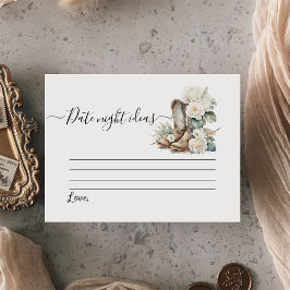 Floral Cowgirl Boots Brautparty Date Game Begleitkarte