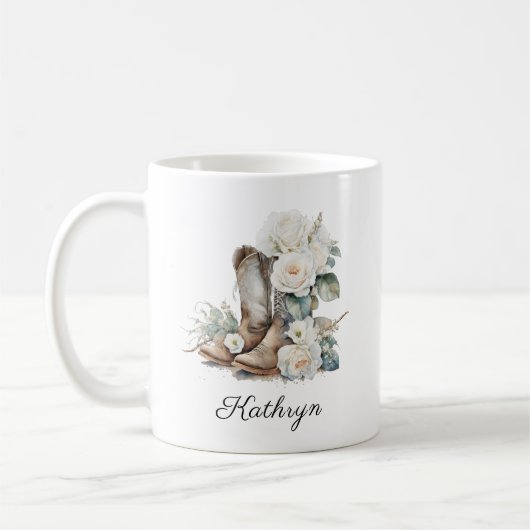 Floral Cowgirl Boots Peonies Personal Coffee Tasse (Links)