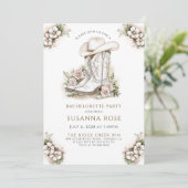 Floral Cowgirl Hat Boots Junggeselinnen-Abschied Einladung (Stehend Vorderseite)