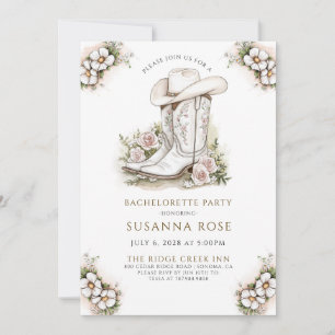 Floral Cowgirl Hat Boots Junggeselinnen-Abschied Einladung