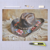 Floral Cowgirl Hat Decoupage Tissue Paper Seidenpapier (Handwerk)