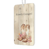 Floral Cowgirl Stiefel Elfenbeinkühe Imitate Holz Autolufterfrischer (Links)