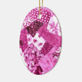 Floral Crazy Quilt Patchwork White Pink Magenta Keramik Ornament (Links)