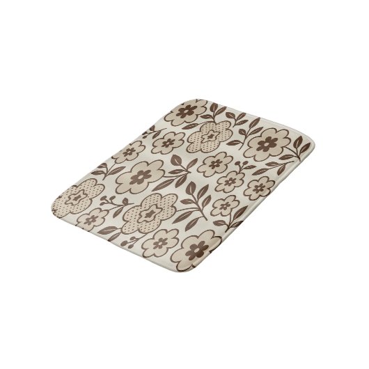 Floral Cream Bath Mat Badematte (Schrägansicht)