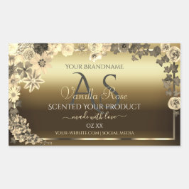Floral Cream Gold-Produktverpackungslabel Rechteckiger Aufkleber