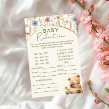 Floral Creamy Fun Teddy Bären Prediction Card