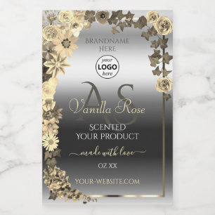 Floral Creme Silver Product Labels Monogram Logo Lebensmitteletikett