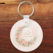 Floral Crescent Eid Mubarak Keychain– Soft Pink & Schlüsselanhänger (Vorderseite)