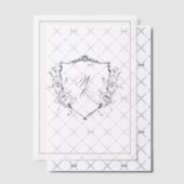 Floral Crest Cream Black Monogram Wedding Overlay Pergament Einladungen (Versetzt (Einladung))