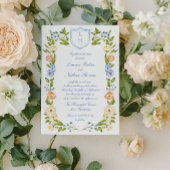 Floral Crest Frame Wedding Invitation Einladung