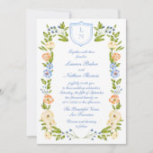 Floral Crest Frame Wedding Invitation Einladung (Vorderseite)