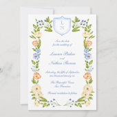Floral Crest Frame Wedding Save The Date (Vorderseite)