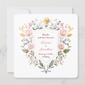 Floral Crest Wedding Elegant Botanical Watercolor Einladung