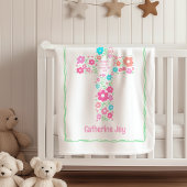 Floral Cross Baptism Baby Blanket Christening Gift Fleecedecke