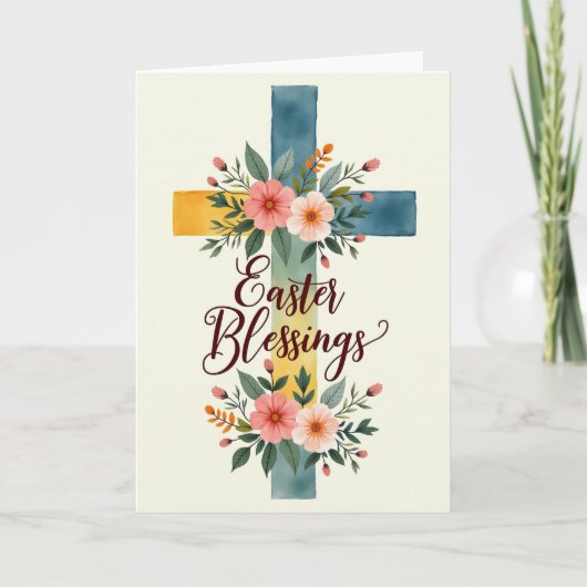 Floral Cross Blessings Card Karte (Vorderseite)