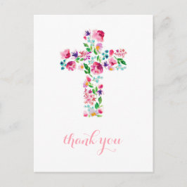 Floral Cross Dankeschön zur Kenntnis nehmen, taufe Postkarte