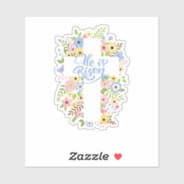 Floral Cross Er ist Riser Oster Aufkleber