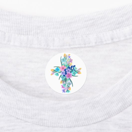 Floral Cross Iron-on Labels Etiketten (Befestigt)