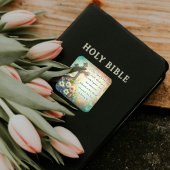 Floral Cross John 3:16 Bible Verse Oster Quadratischer Aufkleber