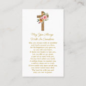 Floral Cross Memorial Photo Funeral Prayer Card Visitenkarte (Rückseite)