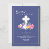 Floral Cross Oster Einladung (Vorderseite)