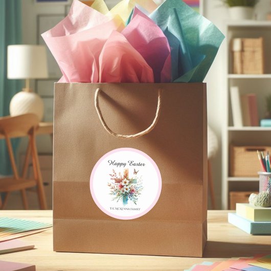 Floral Cross Pastel Wasserfarbe Religiöse Ostern Runder Aufkleber