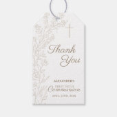 Floral Cross Thank You First Holy Communion Geschenkanhänger (Vorderseite)