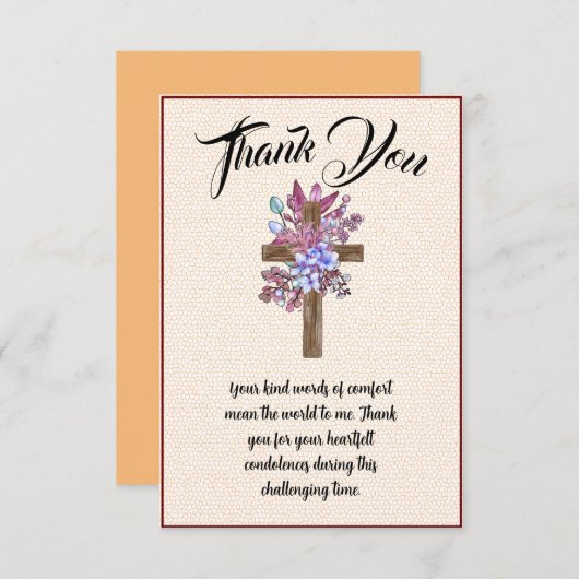 Floral Cross Vielen Dank für Ihre Botschaft des Be Dankeskarte (Vorne/Hinten)