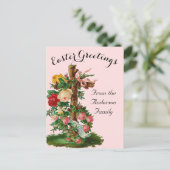 Floral Cross Vintag Osterreligiöse Postkarte (Stehend Vorderseite)