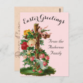 Floral Cross Vintag Osterreligiöse Postkarte (Vorne/Hinten)