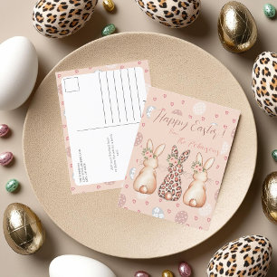 Floral Crown Bunnies Oster Feiertagspostkarte