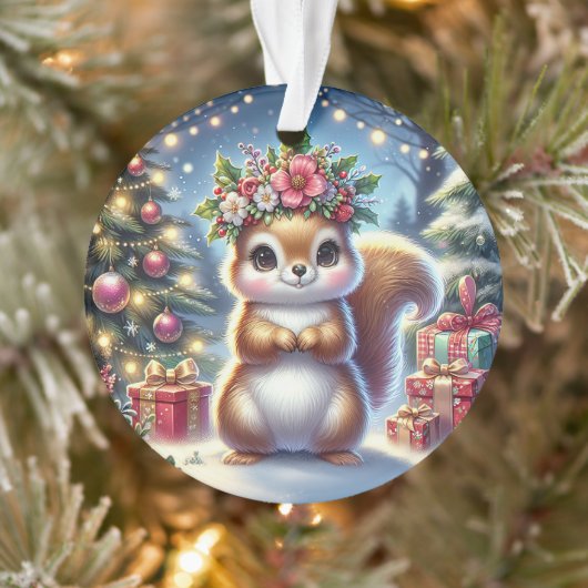 Floral Crown Squirrel & Tree Glow Ornament (Baum)